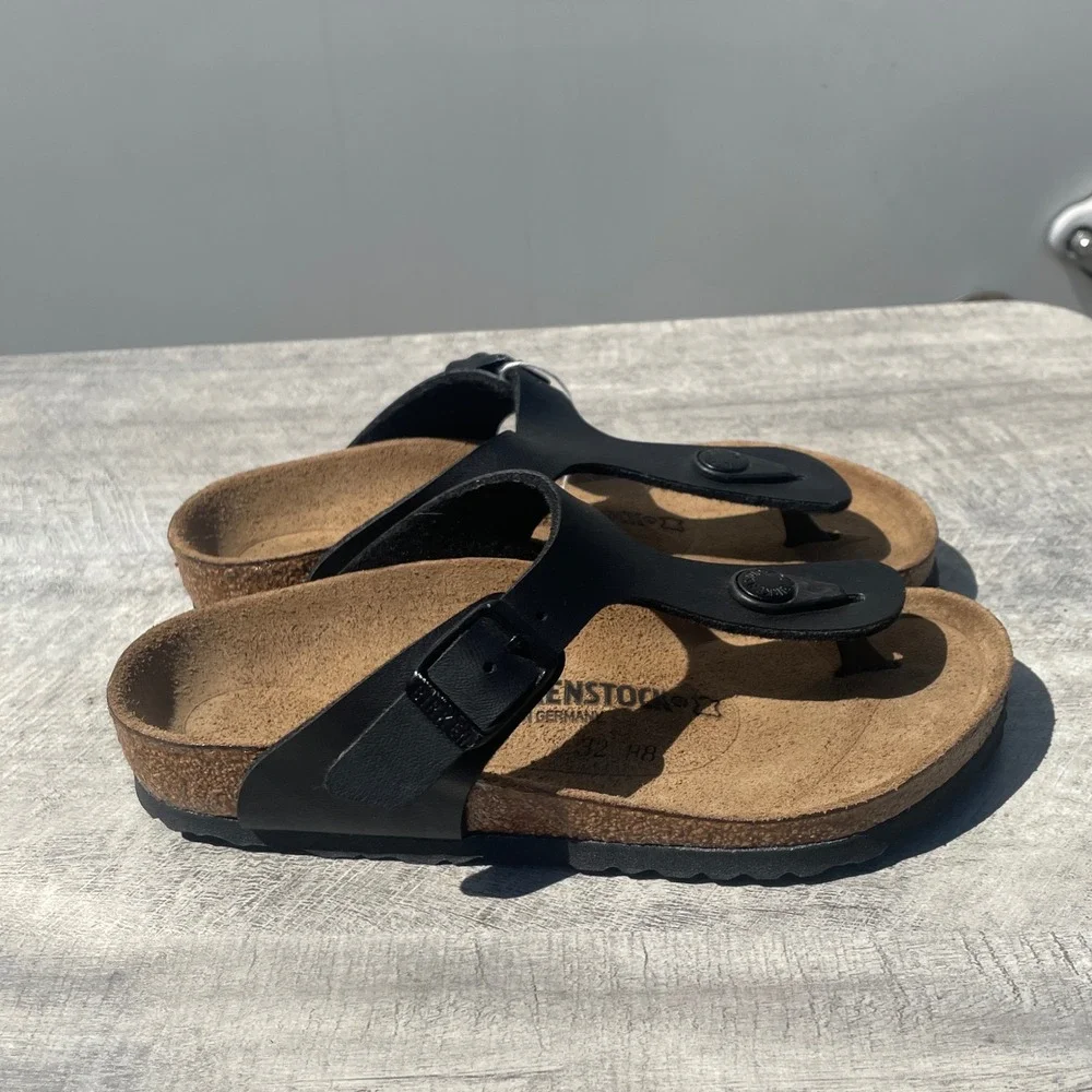 Birkenstock Gizeh Kids Black Birko-Flor Thong Sandals‎ Size 30 190 L9 M12